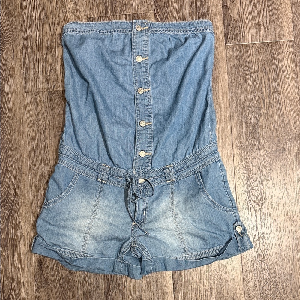 Denim Strapless Romper